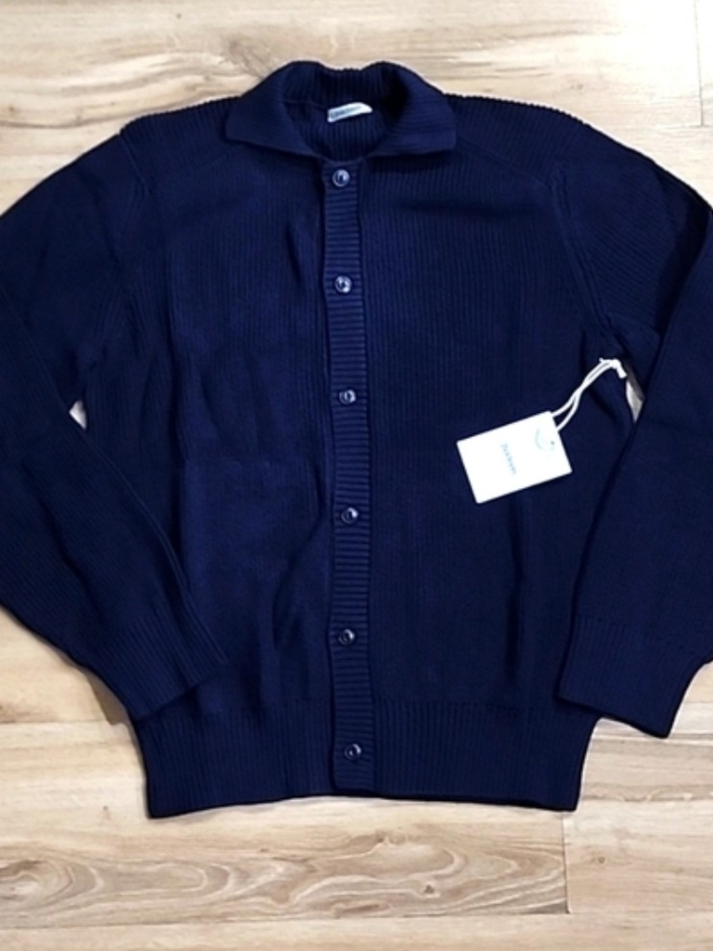 3sixteen Navy Men's Button-Up Ribbed Cardigan Large